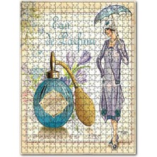 Cakapuzzle Kadın ve Parfüm Afişli Görseli 120 Parça Puzzle Yapboz Mdf (Ahşap)
