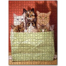 Cakapuzzle Eski Kağıt Çantada Kediler ve Fareler Görseli 120 Parça Puzzle Yapboz Mdf (Ahşap)