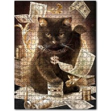 Cakapuzzle Zengin Kedi Desenli Görsel 120 Parça Puzzle Yapboz Mdf (Ahşap)