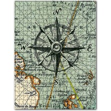 Cakapuzzle Harita Ortasında Pusula Görseli 120 Parça Puzzle Yapboz Mdf (Ahşap)