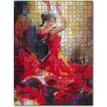 Cakapuzzle Kırmızı Elbiseli Kadının Flamenko Dansı Görseli 120 Parça Puzzle Yapboz Mdf (Ahşap)