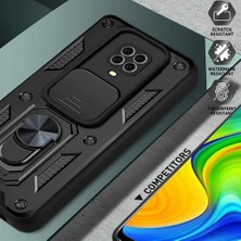 Case 4U Xiaomi Redmi Note 10 Pro Kılıf Kamera Korumalı Sürgülü Vega Yüzüklü Armor Military Tank Zırh Kırmızı