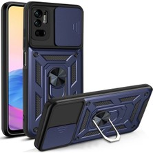 Case 4U Xiaomi Redmi Note 10 5g Kılıf Kamera Korumalı Sürgülü Vega Yüzüklü Armor Military Tank Zırh Lacivert