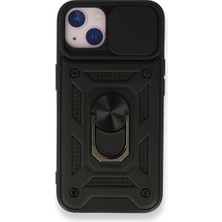 Case 4U Apple iPhone 13 Kılıf Kamera Korumalı Sürgülü Vega Yüzüklü Armor Military Tank Zırh Siyah