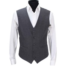 Mentor Regalo Erkek Yelek V Yaka Gri Balıksırtı 50364