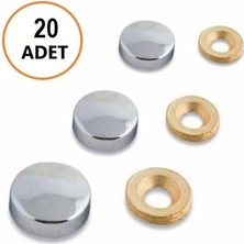 ALMITAL 20 Adet Krom Dekoratif Vida Kapağı Vida Kapak Ø20 mm