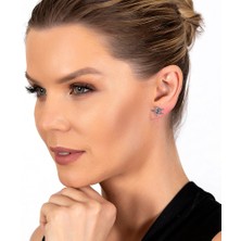 DAVİD BLACK Multicolor Zirkon Taşlı Deniz Yıldızı Tasarım 925 Ayar Gümüş Kadın Küpe