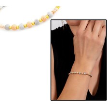 DAVİD BLACK Yuvarlak Tasarım  Yarım Tur Üç Renkli 925 Ayar Gümüş Dorika Kadın Bileklik