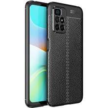 Dlrcase Xiaomi Redmi Note 11 4g Kılıf Niss Silikon Deri Görünümlü Kamera Korumalı+Nano Glass Siyah