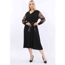 Modayız Büyük Beden Kruvaze Yaka Esnek Elbise 14A-2003