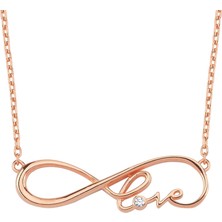 Altın Sepeti Rose Gümüş Love Kolye