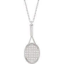 Altın Sepeti Gümüş Tenis Raketi Kolye