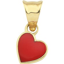 Altın Sepeti Altın Minik Kırmızı Kalp Kolye Ucu