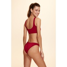 No Gossip Pamela Büstier Bikini Tek Üst Bordo 229114 Parlak Ella Rib Kumaş