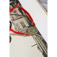 Heviss Makrome Örgü Bileklik Çeyrekaltın Kırmızı