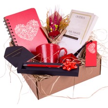 Kitaplı Hediye Kalp Tasarımlı Aşk Sanatı Kitaplı Set - Sevgililer Gününe Özel Şık Tasarım