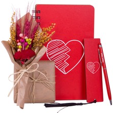 Kitaplı Hediye 14 Şubat Kalp Tasarımlı Sevgiliye Kısıye Ozel Isım Tasarımlı Hediye Seti