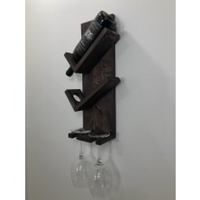 O&a Wood Doğal Ahşap Vintage Şaraplık, 2 Şişe 2 Kadeh Bölmeli Ahşap Şaraplık Venge