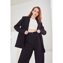 Lime Moda Çizgili Ikili Takım-Siyah Kırmızı