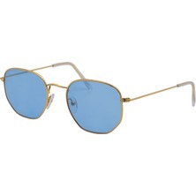 Eroe E102 Metal Geometrik Model Gold- Mavi Güneş Gözlüğü  C2-Cat.3