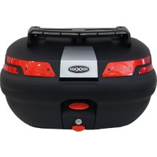 Maxem Sl-45 Motosiklet Arka Çanta Topcase Siyah Kırmızı Camlı+Üst Bagaj