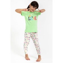 RolyPoly Love Mint Yeşili Kız Çocuk Pijama Takımı