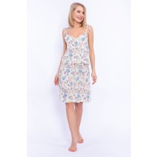 Arnetta Leaves Fildişi Poplin Kadın Askılı Gecelik