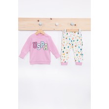 U.S. Polo Assn. Toz Pembe Kız Bebek Uzun Kollu Takım