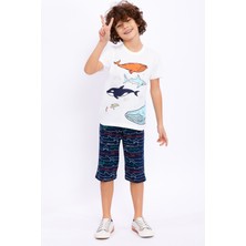 RolyPoly Blue Whale Krem Erkek Çocuk Kapri Takım
