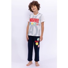 Avangers Avengers  Marvel Krem Erkek Çocuk Bisiklet Yaka Pijama Takımı