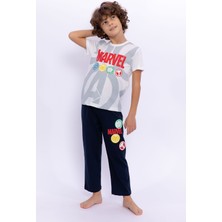 Avangers Avengers  Marvel Krem Erkek Çocuk Bisiklet Yaka Pijama Takımı