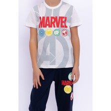 Avangers Avengers  Marvel Krem Erkek Çocuk Bisiklet Yaka Pijama Takımı