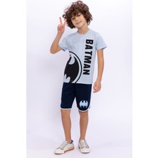 Batman Erkek Çocuk Bermuda Takımı Mavı Melanj