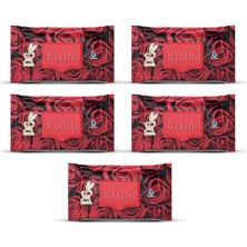 Elsine 5 Paket Red Rose Islak Havlu Mendil 90 Adet Kapaklı Gül Kokulu