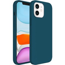 Miscase Apple iPhone 12 Mini Silikon Case Mikrofiber Iç Arka Koruma Telefon Kılıfı Mavi