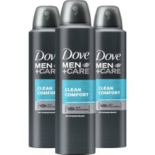 Dove Men +Care Erkek Sprey Deodorant Clean Comfort 48 Saat Güçlü Koruma 150 Ml X3