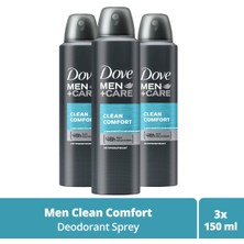 Dove Men +Care  Erkek Sprey Deodorant Clean Comfort 48 Saat Güçlü Koruma 150 Ml X3