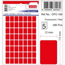 Tanex OFC-106 Ofis Etiketi 5 Sayfa Kırmızı