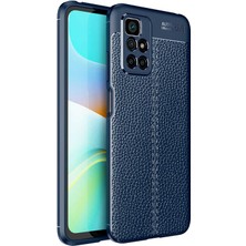 Case Street Casestreet Xiaomi Redmi Note 11 4g Kılıf Niss Silikon Deri Görünümlü Kamera Korumalı+Nano Glass Lacivert