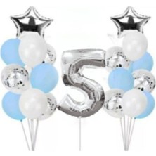Bal10 Dünyası 5 Yaş Konfetili Şeffaf Balon Doğum Günü Parti Seti