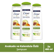 Dove Nemlendirici Bakım Sırları Saç Bakım Şampuanı Dökülmeye Karşı Bakım Avokado Özü ve Kalendula Özü 400 ML x3