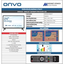 Onvo OV24101 24" 60 Ekran Uydu Alıcılı HD LED TV