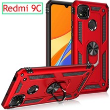 Dacare Xiaomi Redmi 9c Için Yüzük Tutuculu Pc + Tpu Telefon Kılıfı - Kırmızı (Yurt Dışından)