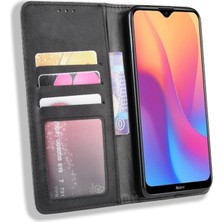 Dacare Xiaomi Redmi 8A Için Retro Tarzı Pu Deri Cüzdan Tasarım Telefon Kılıfı - Siyah (Yurt Dışından)