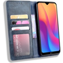 Dacare Xiaomi Redmi 8A Için Retro Tarzı Pu Deri Cüzdan Tasarım Telefon Kılıfı  - Mavi (Yurt Dışından)