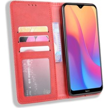 Dacare Xiaomi Redmi 8A Için Retro Tarzı Pu Deri Cüzdan Tasarım Telefon Kılıfı  - Kırmızı (Yurt Dışından)