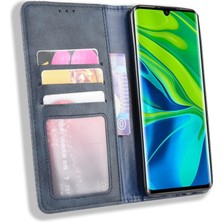 Dacare Xiaomi Mi Note 10 Için Retro Pu Deri Telefon Kılıfı - Mavi (Yurt Dışından)