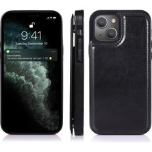 Hello-U Apple iPhone 13 Için Pu Deri Kaplamalı Tpu Manyetik Tokalı Standlı Kartlıklı Çizilmeye Dayanıklı Kılıf - Siyah (Yurt Dışından)