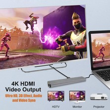 VİZY10 Dizüstü Bilgisayar Uyumlu Type-C™ To 4K TV 1080P 8 In 1 USB Hub  Type-C*2 USB Çok Işlevli Çevirici Adaptör   VIZY10-08