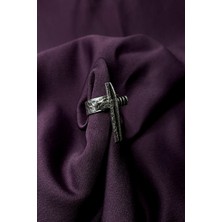 Mooni Accessories Haç Model Tasarım Mat Gümüş Kaplama Ayarlanabilir Yüzük